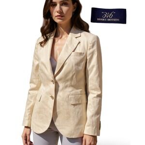 Brooks Brothers 346 Linen Blazer Jacket‎ Tan Womens 2 Lined Career Business